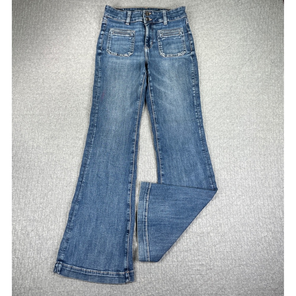 American Eagle Bootcut Flare Jeans Womens 4 Long 26x32 Blue medium wash Hi-Rise